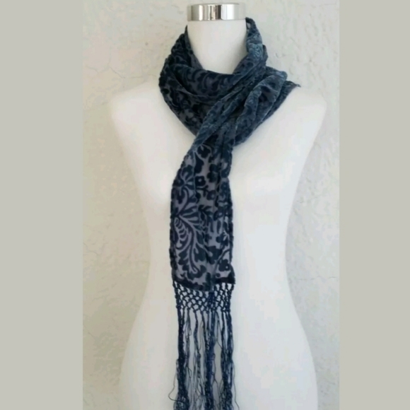 NEW Ralph Lauren Denim and Supply Women's Scarf Fringe Blue Details Dressy Work - Picture 2 of 3